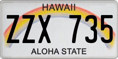 HI license plate ZZX735