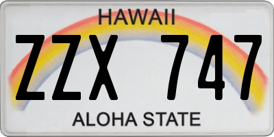HI license plate ZZX747