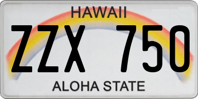 HI license plate ZZX750