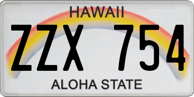 HI license plate ZZX754