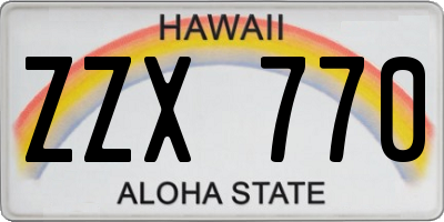 HI license plate ZZX770