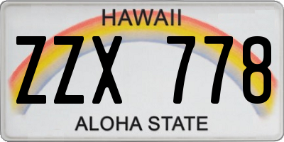 HI license plate ZZX778