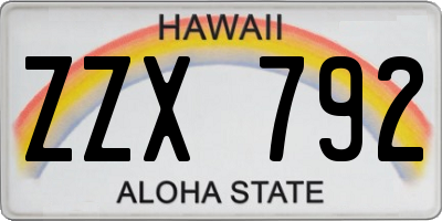 HI license plate ZZX792
