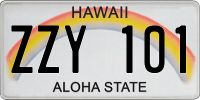 HI license plate ZZY101