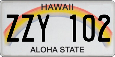 HI license plate ZZY102