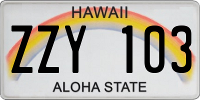 HI license plate ZZY103