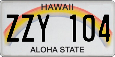 HI license plate ZZY104