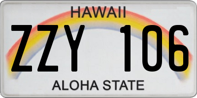 HI license plate ZZY106