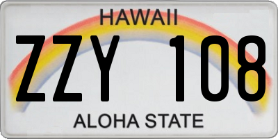 HI license plate ZZY108