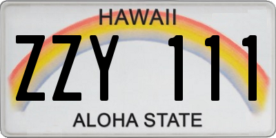 HI license plate ZZY111