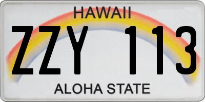 HI license plate ZZY113