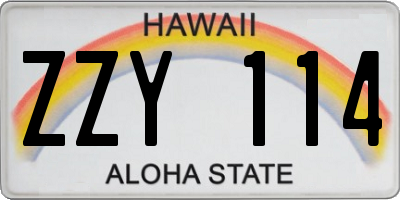 HI license plate ZZY114