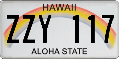 HI license plate ZZY117