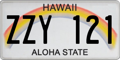 HI license plate ZZY121