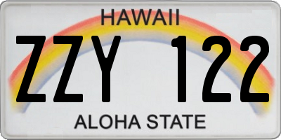 HI license plate ZZY122