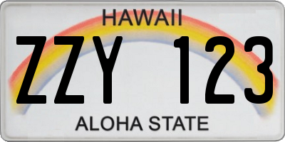 HI license plate ZZY123