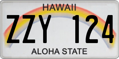 HI license plate ZZY124