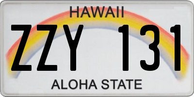 HI license plate ZZY131