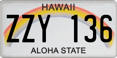 HI license plate ZZY136