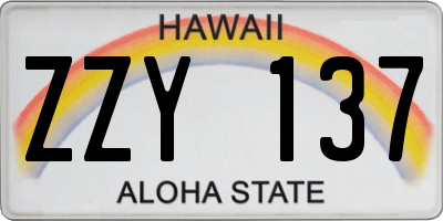 HI license plate ZZY137