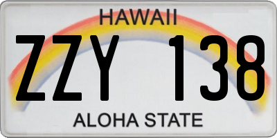 HI license plate ZZY138