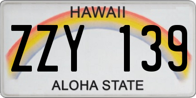 HI license plate ZZY139