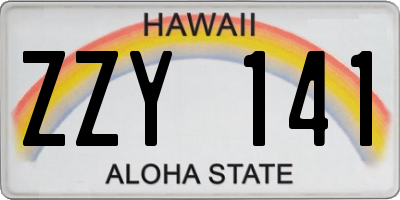 HI license plate ZZY141