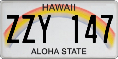 HI license plate ZZY147