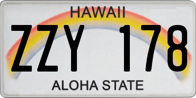 HI license plate ZZY178