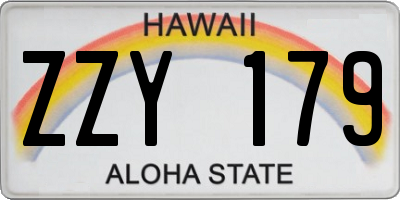 HI license plate ZZY179