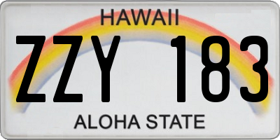 HI license plate ZZY183