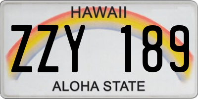 HI license plate ZZY189