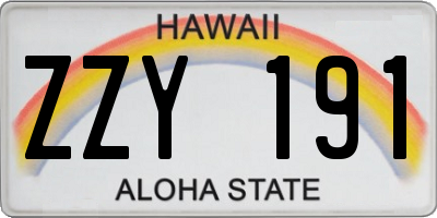 HI license plate ZZY191