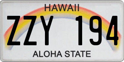 HI license plate ZZY194