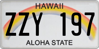 HI license plate ZZY197