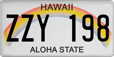 HI license plate ZZY198