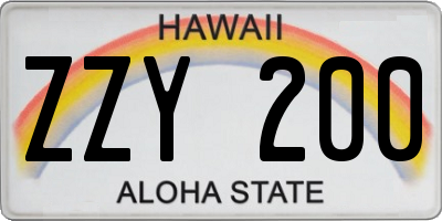 HI license plate ZZY200