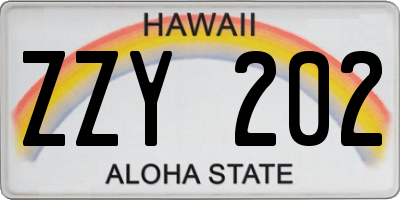 HI license plate ZZY202