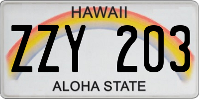 HI license plate ZZY203