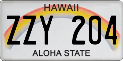 HI license plate ZZY204