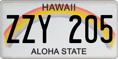 HI license plate ZZY205