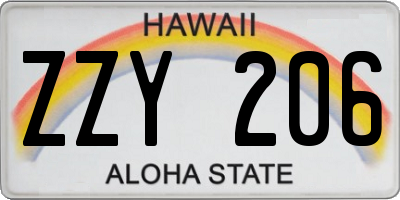 HI license plate ZZY206