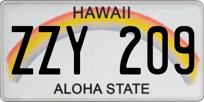 HI license plate ZZY209