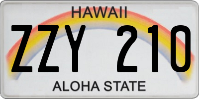 HI license plate ZZY210