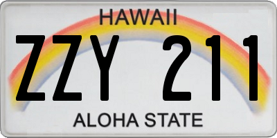 HI license plate ZZY211