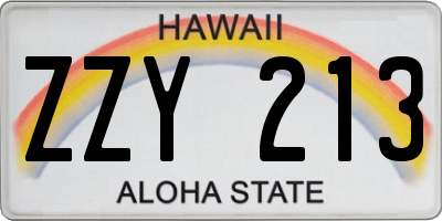 HI license plate ZZY213