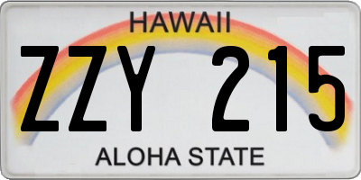 HI license plate ZZY215