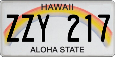 HI license plate ZZY217