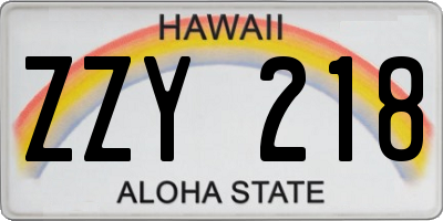 HI license plate ZZY218