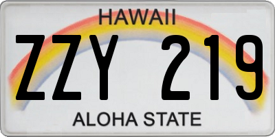 HI license plate ZZY219